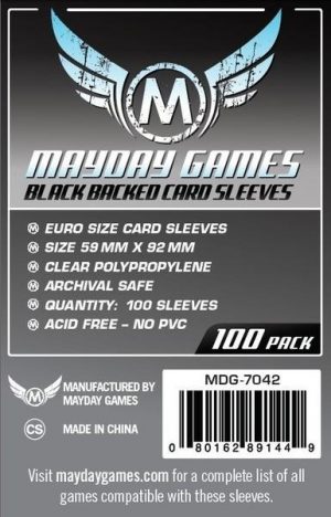 Mayday Games: Euro Card Sleeves: 59 x 92 mm (100 Stck) Black Backed (7042)