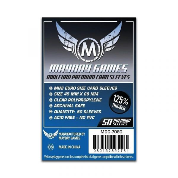 Mayday Card Game Sleeves: Premium Mini Euro Card Sleeves: 45 x 68 mm (50 Stck.) - Mayday 7080