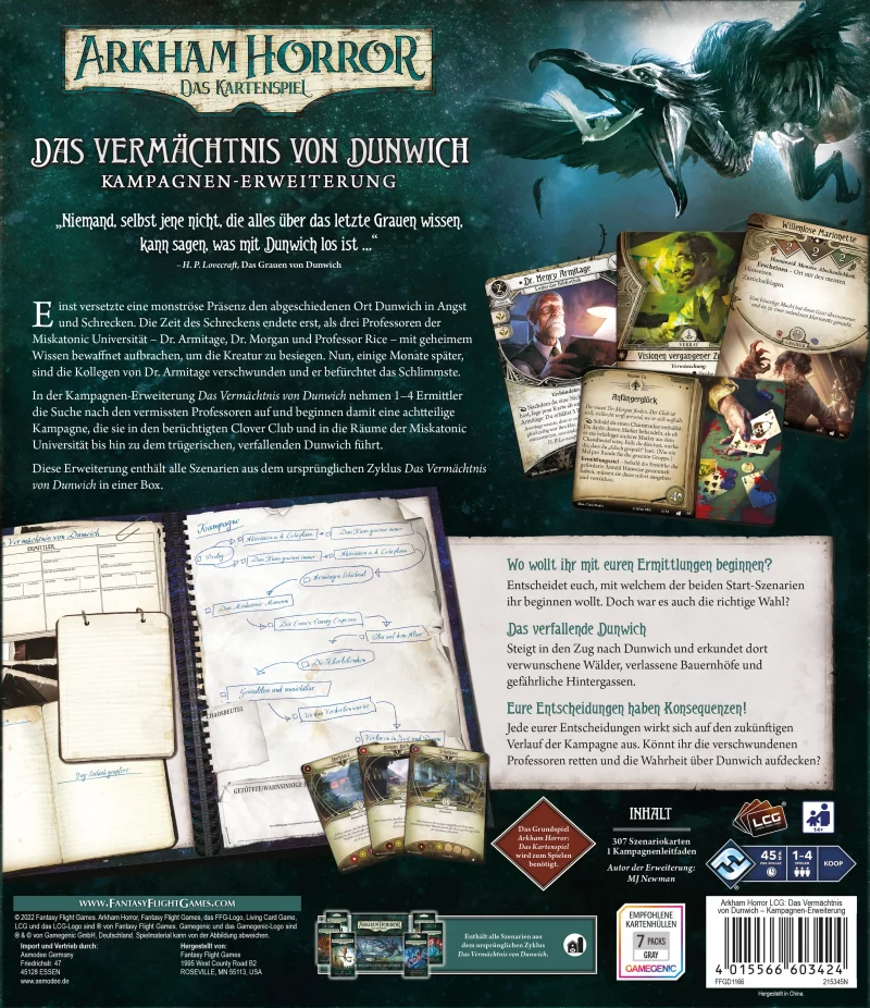 Fantasy Flight Games: Arkham Horror – Das Kartenspiel – Das Vermächtnis von Dunwich Kampagnen-Erweiterung (DE) (FFGD1166)