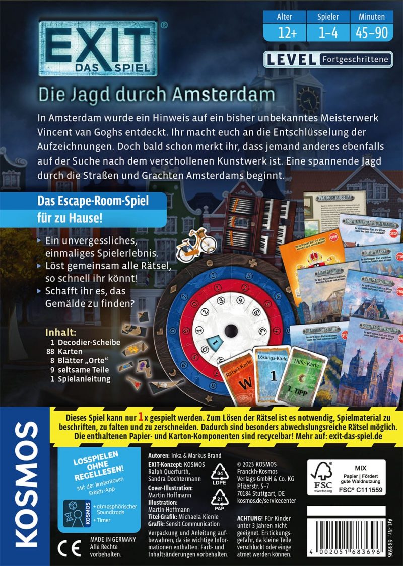 Kosmos Spiele: EXIT – Das Spiel – Die Jagd durch Amsterdam (Deutsch) (FKS6836960)