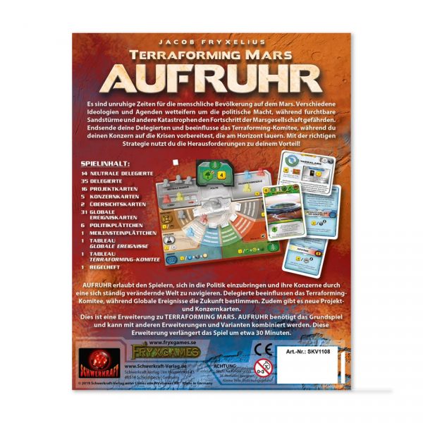Schwerkraft-Verlag: Terraforming Mars - Aufruhr Erweiterung (Deutsch)