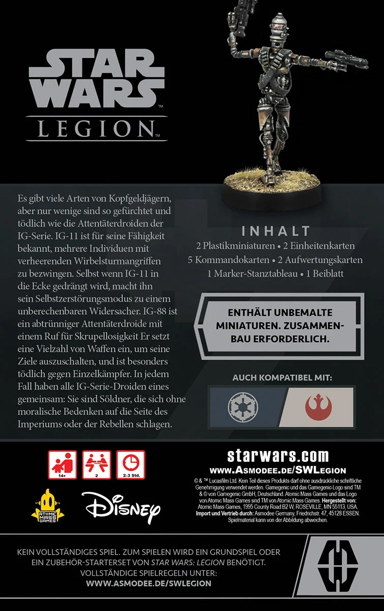 Atomic Mass Games: Star Wars Legion – Söldner - Attentäterdroiden der IG-Serie Erweiterung (Deutsch) (FFGD4697)