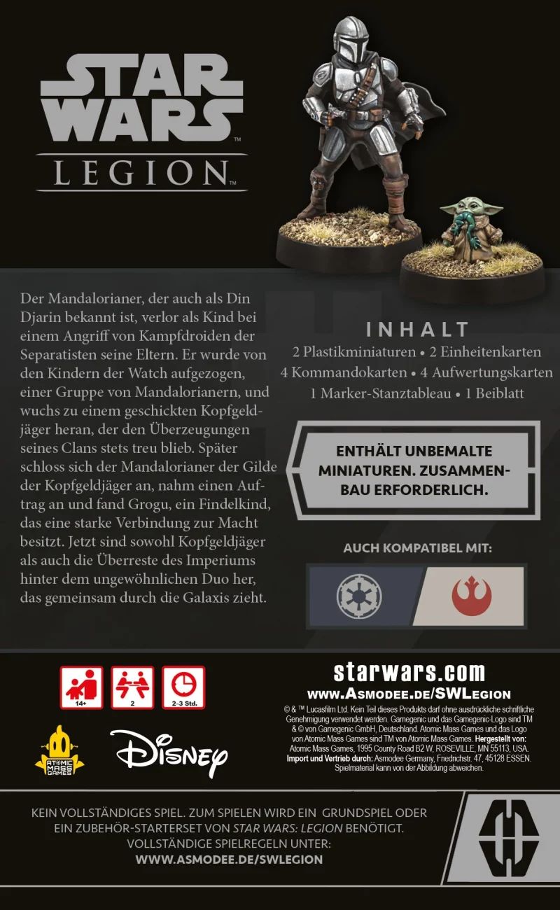 Atomic Mass Games: Star Wars Legion – Söldner - Din Djarin & Grogu Erweiterung (Deutsch) (FFGD4696)