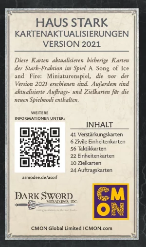 Cool Mini Or Not: A Song of Ice & Fire – Haus Stark Kartenaktualisierungen (Deutsch) (CMND0176)