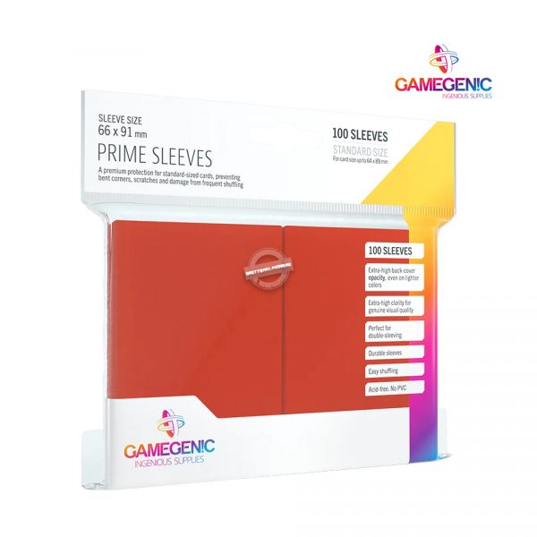Gamegenic: PRIME Sleeves Red (100) - 66 mm x 91 mm