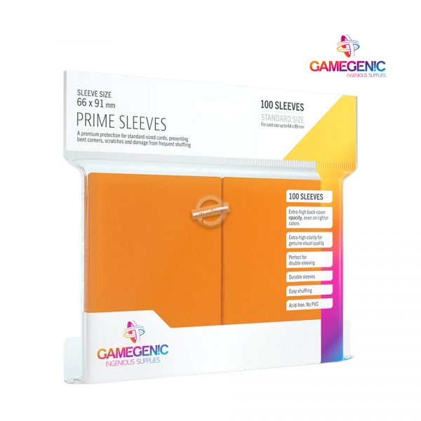 Gamegenic: PRIME Sleeves Orange (100) - 66 mm x 91 mm