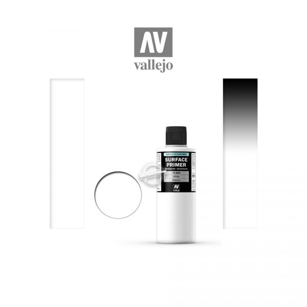 Acrylicos Vallejo: Surface Primer - Airbrush – White – 200 ml (VA74600)