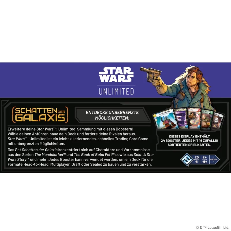 Fantasy Flight Games: Star Wars Unlimited – Schatten der Galaxis – Booster-Display mit 24 Boostern (DE) (FFGD3705)