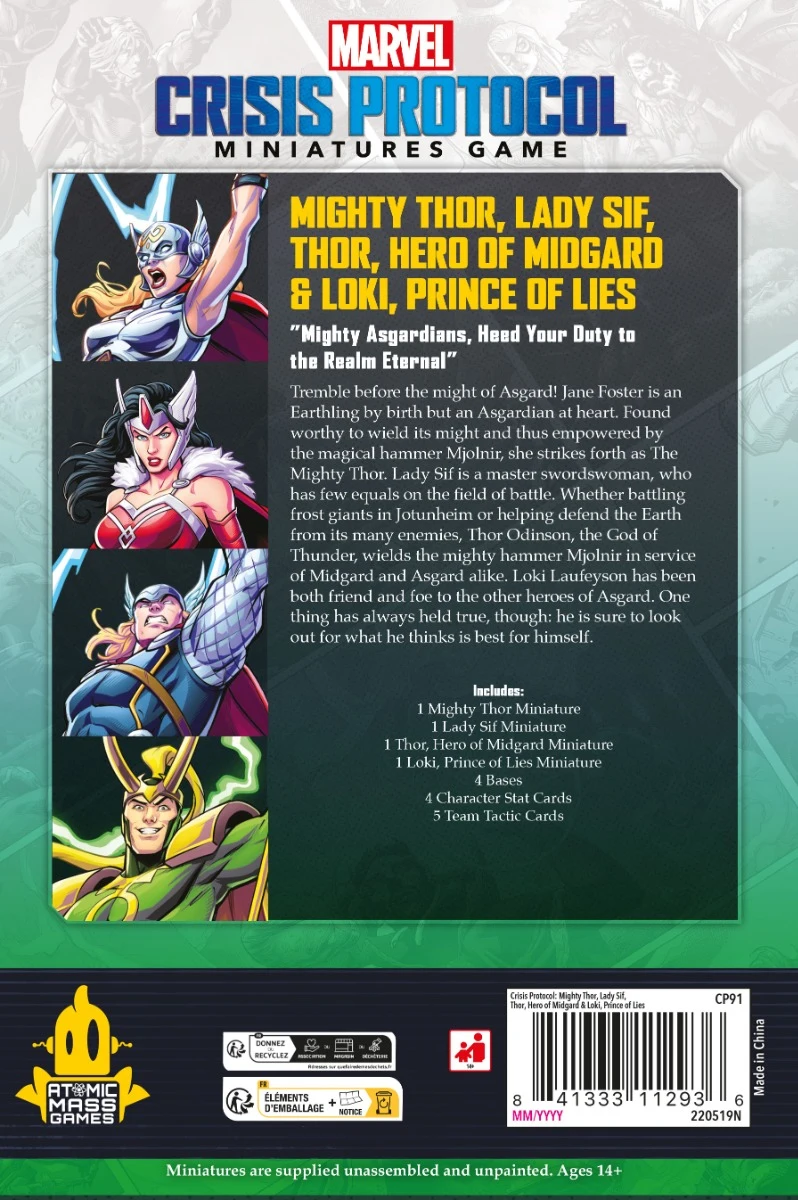 Atomic Mass Games: Marvel Crisis Protocol – Mighty Thor, Lady Sif, Thor, Hero of Midgard & Loki, Prince of Lies (Multilingual) (AMGD2107)